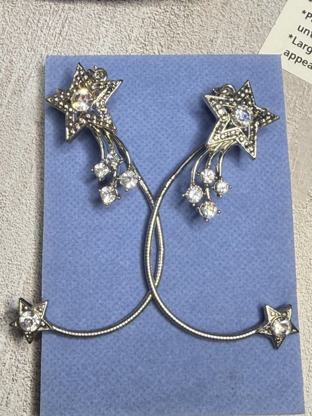 2002 Avon Sparkling Wrap Around Shooting Star Earrings Rhinestone Ear Cuff NOS - Picture 5 of 14